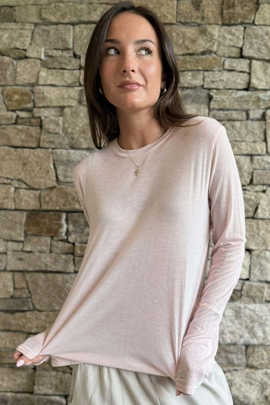 Essential Cashmere Blend Sheer Layering Top Sugar /15=
